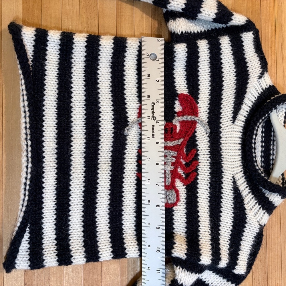 Alpaca Wool Striped Blue Lobster Sweater Crew Neck Beach Vacation - Picture 4 of 4